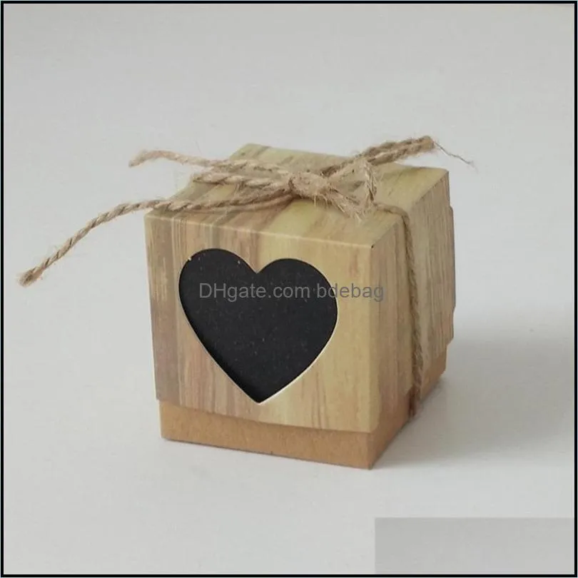 candy box romantic heart kraft gift bag with burlap twine chic wedding favors gift box supplies 5x5x5cm 179 v2