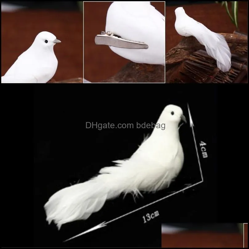 simulation birds festival plant decoration white pigeon foam feathers clips peace  photography prop 1 55ky g2