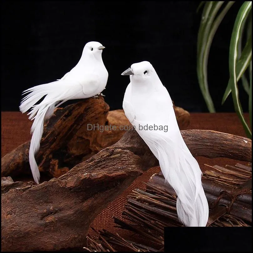 simulation birds festival plant decoration white pigeon foam feathers clips peace  photography prop 1 55ky g2