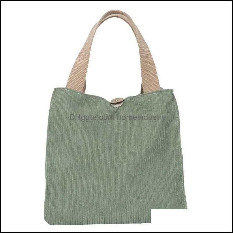 youda lunch bag for women canvas totes portable food bags picnic cotton linen storag pack solid color corduroy student pocket