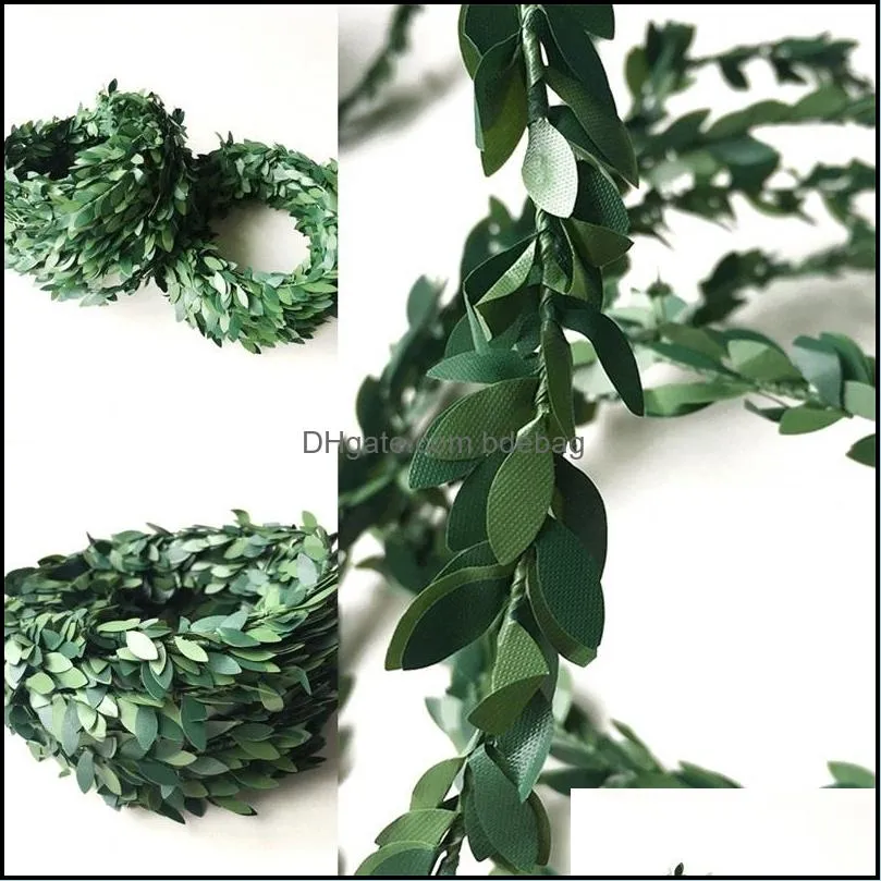 diy material garlands festival dining room decoration green leaves home decor plastic iron wire rattans hot selling 2 7ql l1