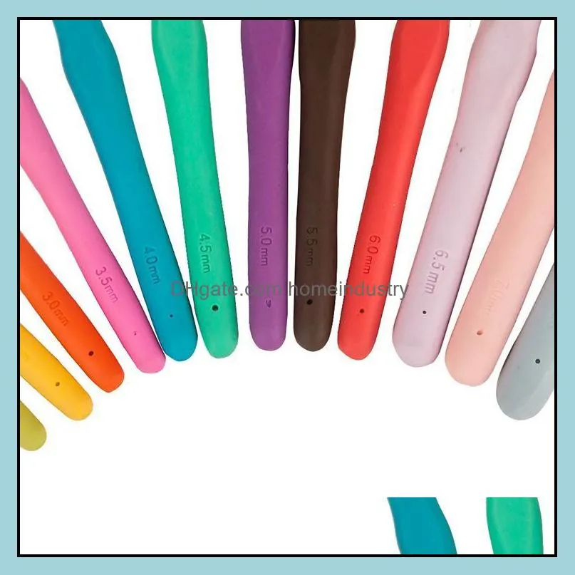 2021new 9pc/set color silicone soft handle metal crochet set diy knitting needles crochet tool hook pin dhl