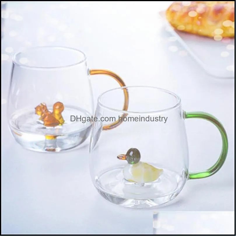 cartoon animal shape home cute high borosilicate glass single layer living room with guests juice cold drink cup