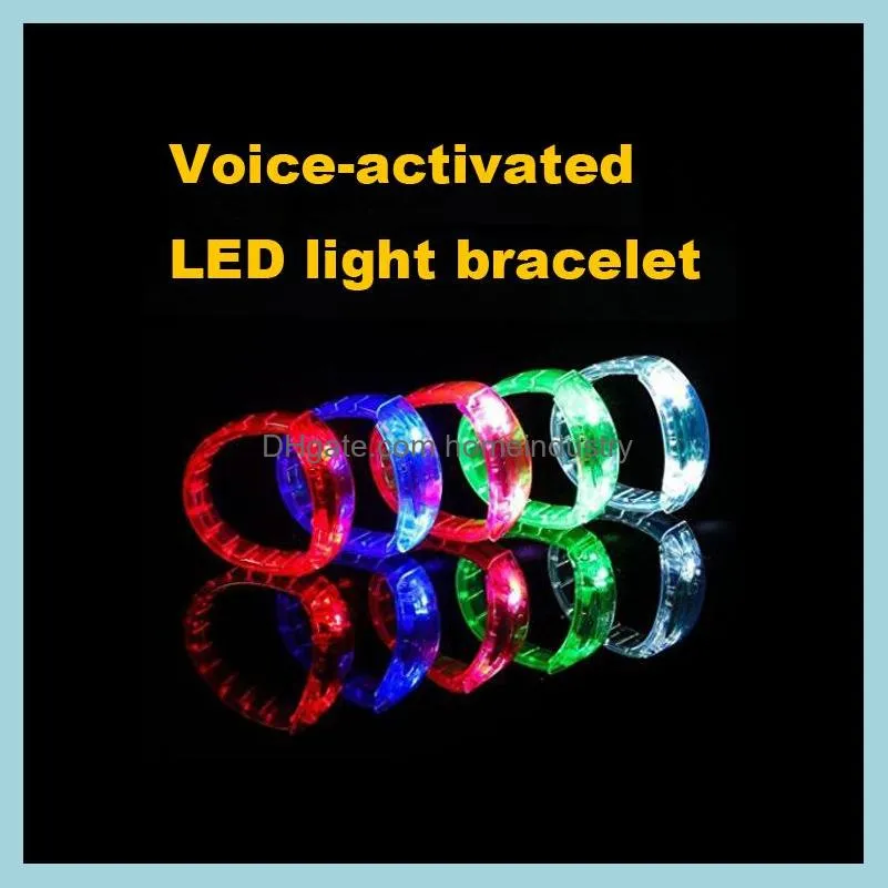 luminous led bracelet sound controlled light up bracelet activated glow flash bangle for festival party concert bar vt0108