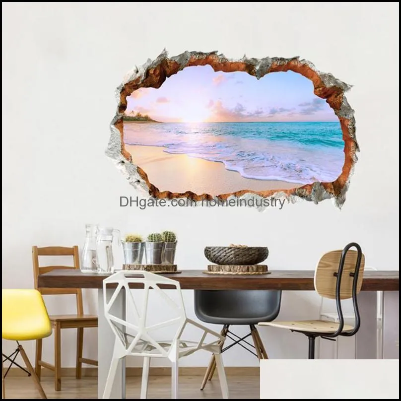 wall stickers bedroom mural decal 3d landscape living room home decor removable art diy sea window adhesive picture beach