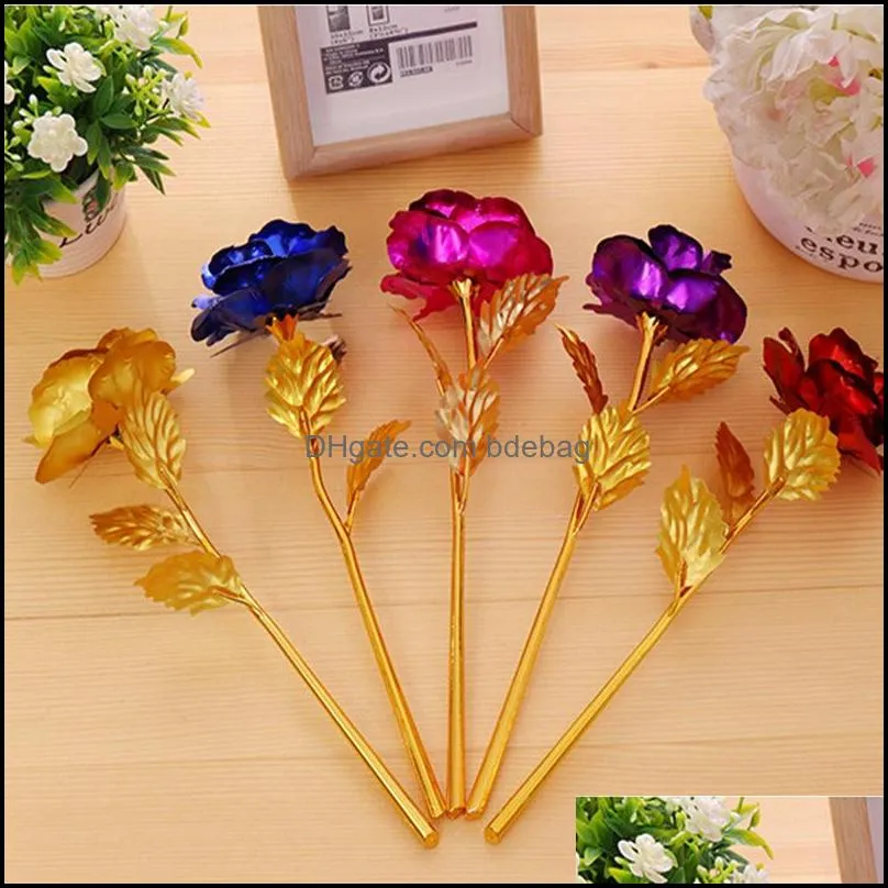 creative gifts lasts forever rose flowers for lover wedding christmas valentines mothers day decoration 24k gold foil plated rose 1216