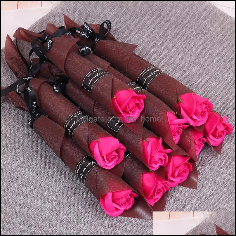 single stem artificial rose romantic valentine day wedding birthday party soap rose flower red pink blue 1335 v2