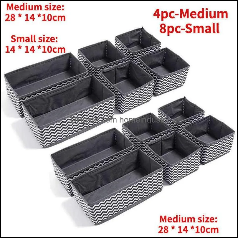 6pcs non-woven storage box underwear foldable drawer sock clothing sorting bra closet container drawers home