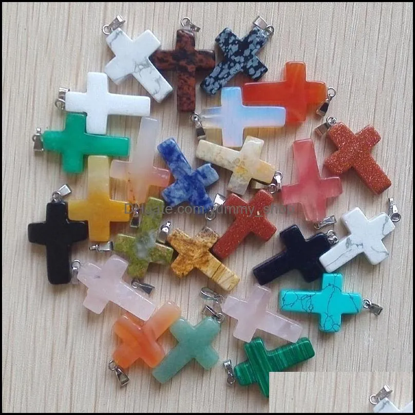 green agate stone cross charms pendants for necklace jewelry making