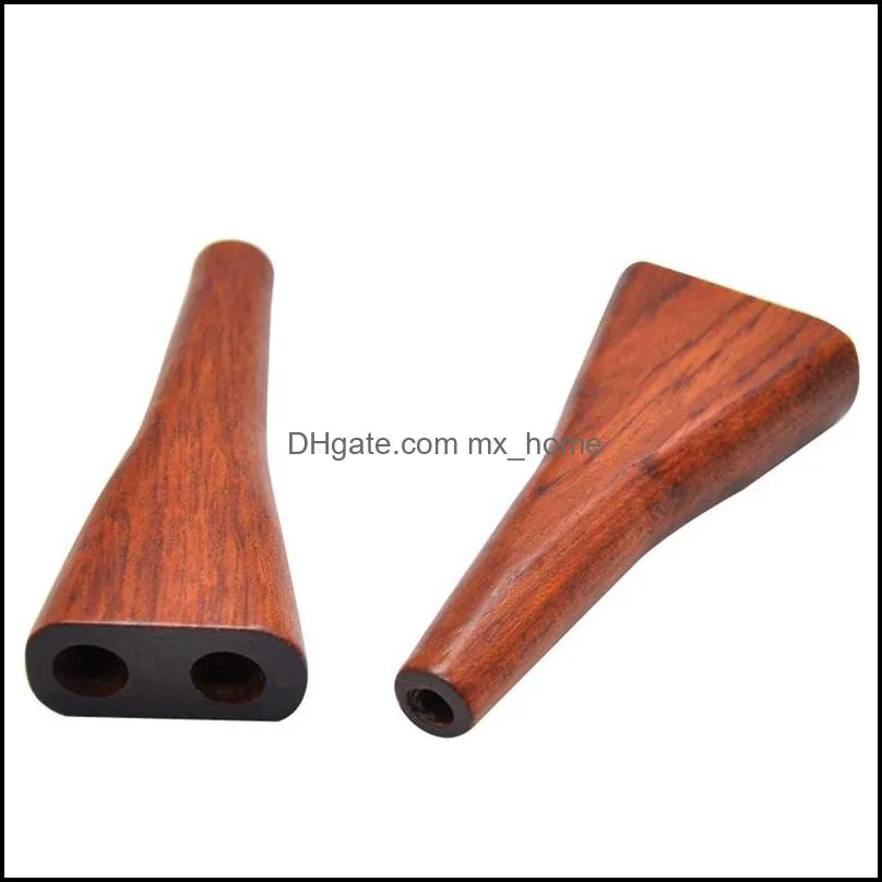 dry herb pipes with double holes wooden wood color hand smoking pipes cigarette handpipe for travel accessory