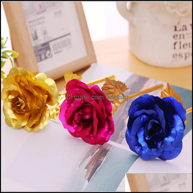 creative gifts lasts forever rose flowers for lover wedding christmas valentines mothers day decoration 24k gold foil plated rose 1216