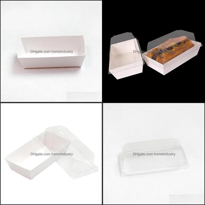 rectangle white paper cake packaging box sandwich containers food boxes with plastic clear lids