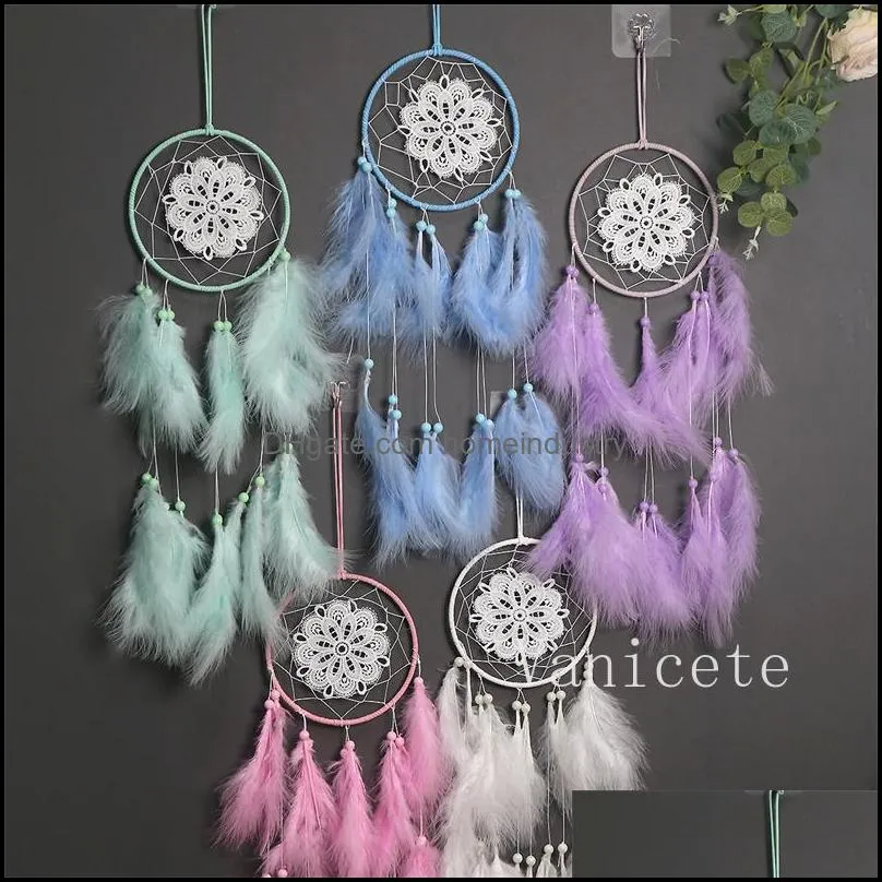 dream catchers with feather crafts handmade dreamcatchers for boho wall hanging decoration home bedroom ornament festival present by sea