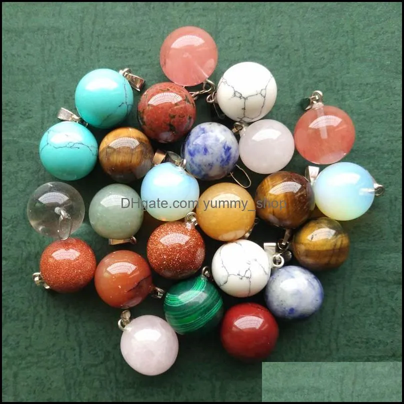 round ball assorted mixed natural stone charms teardrop crystal pendants for necklace accessories jewelry making