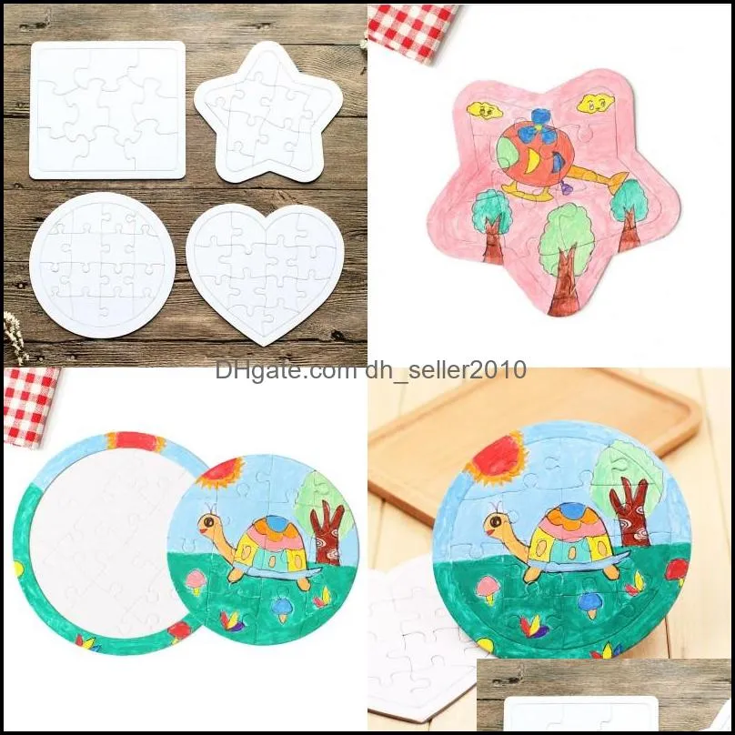 4 type picture puzzle sublimation blank kid creative white colouring diy jigsaws paper multi piece child gift toys lightweight 0 9xj