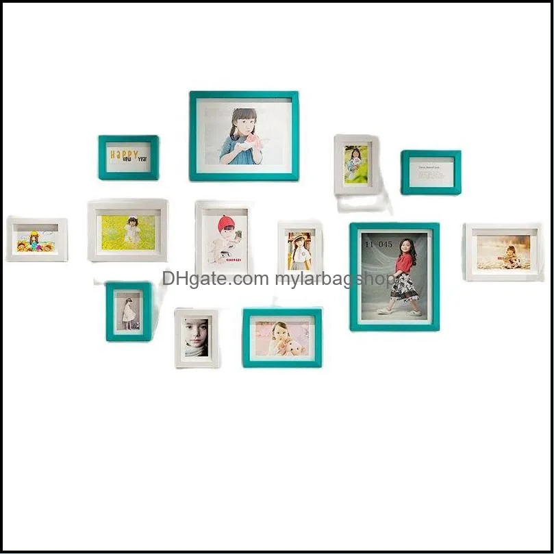 fashion candy color children`s bedroom decoration photo frame combination living room photo background wall set resin picture frame