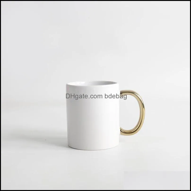 sublimation blanks coffee mug handgrip retro brass silvery golden plated festival gift diy drinkware cups flat bottom mugs office 7 5ky