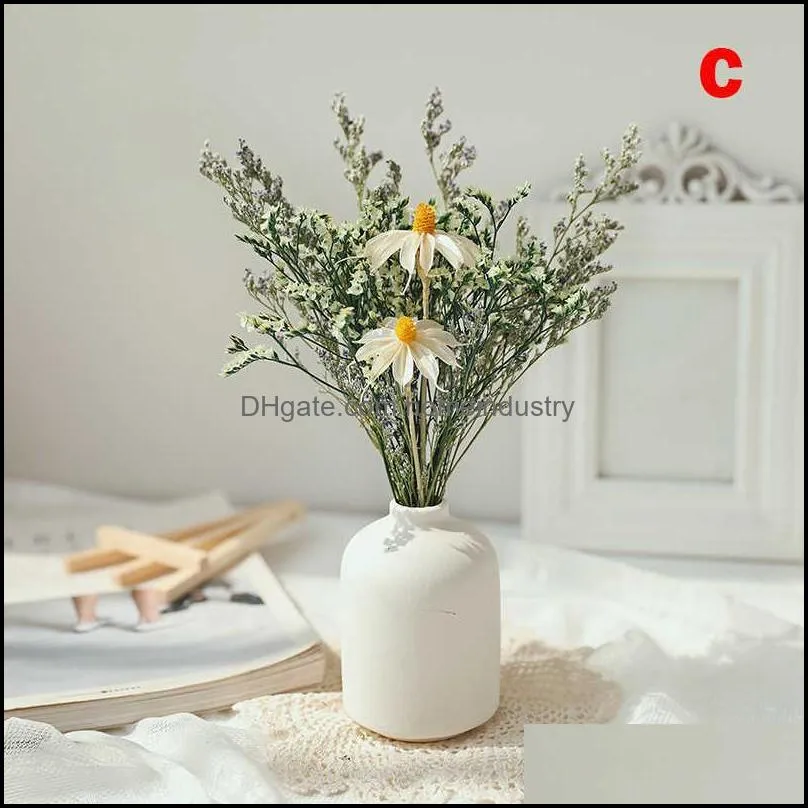 newly gypsophila dried flower bouquet with porcelain vase flowers branches stems greenery decor