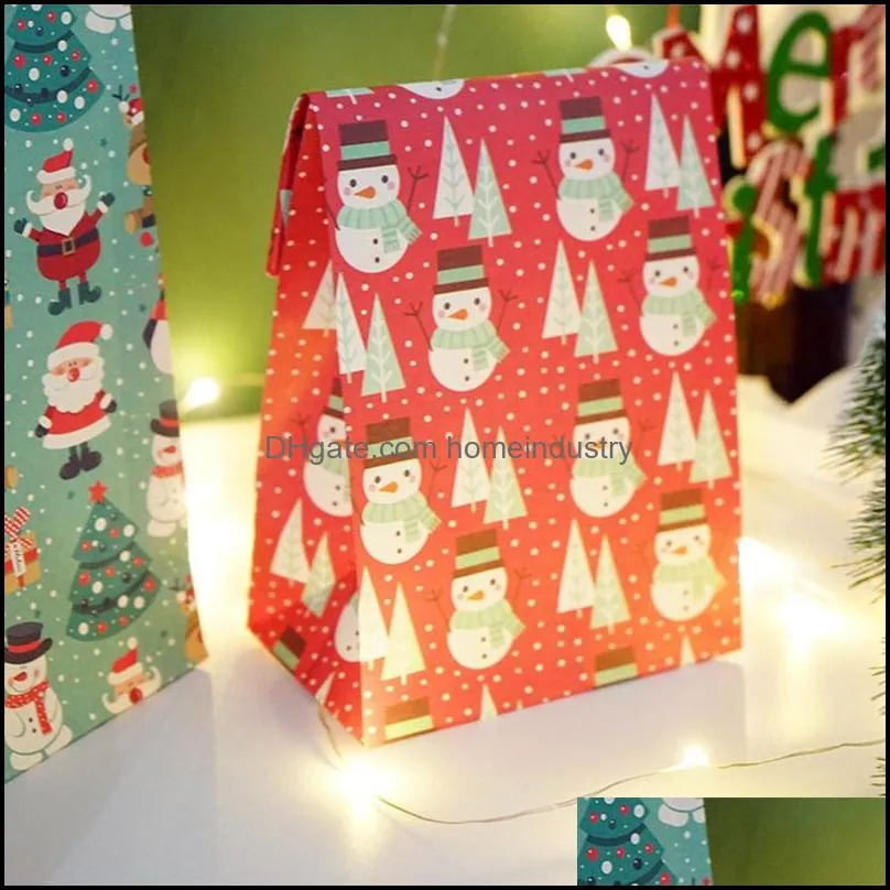 new christmas gift packaging bag snowman tree penguin food bag diy baking snack bag kraft paper flat pocket