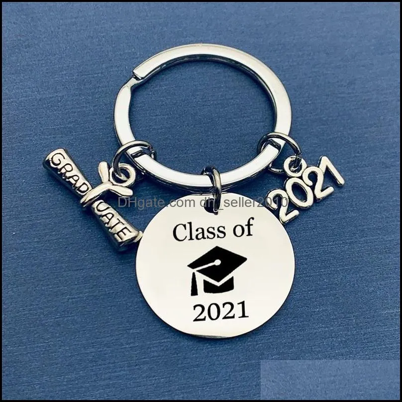 2021 stainless steel keychain pendant class of graduation season buckle plus scroll opening ceremony gift key ring 30mm 2273 y2