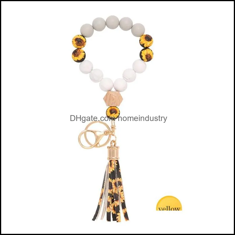 silicone bead bracelet female tassel key chain party favor pendant bracelets rubber wristband fashion keychain wristlet bangles wrist ring