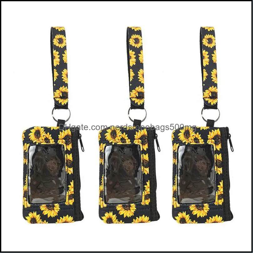 10 printed sunflower leopard cow flower multifunction neoprene passport cover id card holder wristlets clutch coin wallet with keychain 3