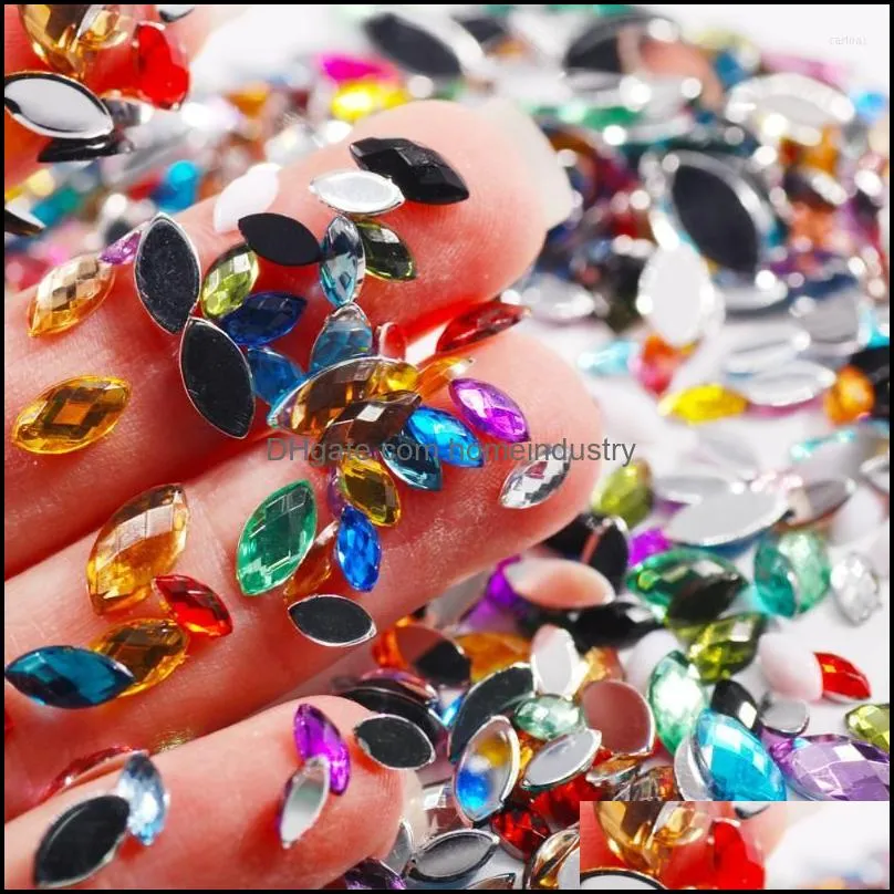 nail art decorations high quality 1000pcs mixed size horse eye shape acrylic crystal rhinestone diy design decorative accessories