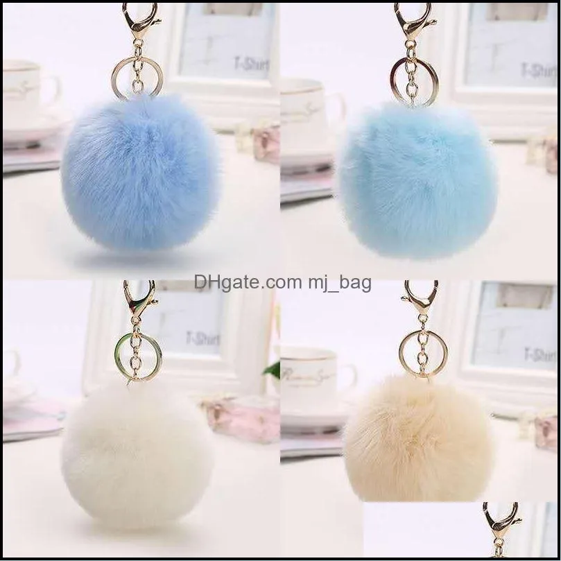 rabbit fur ball plush fuzzy fur key chain pom pom keychain car bag keychain key ring pendant jewelry party gift 20pcs 484 s2