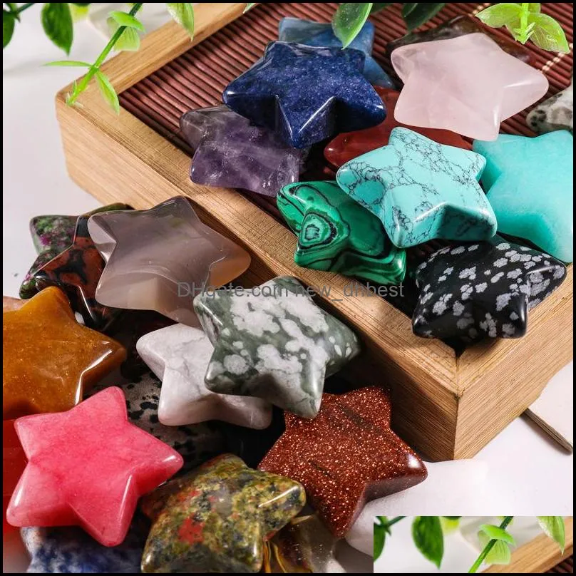 30mm natural crystal stone star shaped colorfull mascot meditation healing gemstones polished gift use collection and home decor