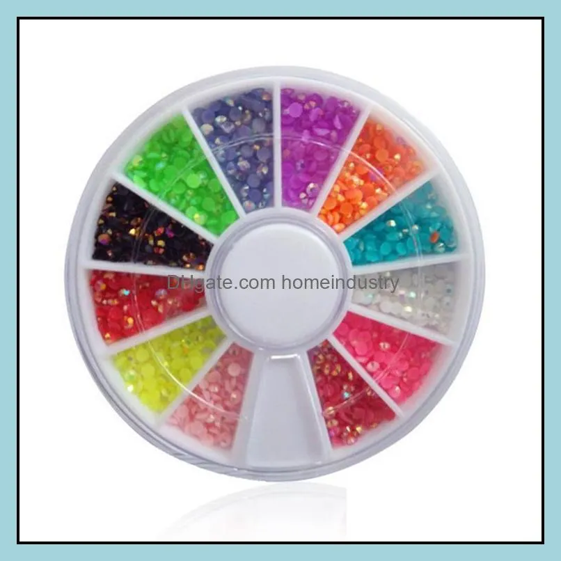 nail art decorations 2mm 3mm mix color pearls glitter rhinestones wheel makeup toolsnail