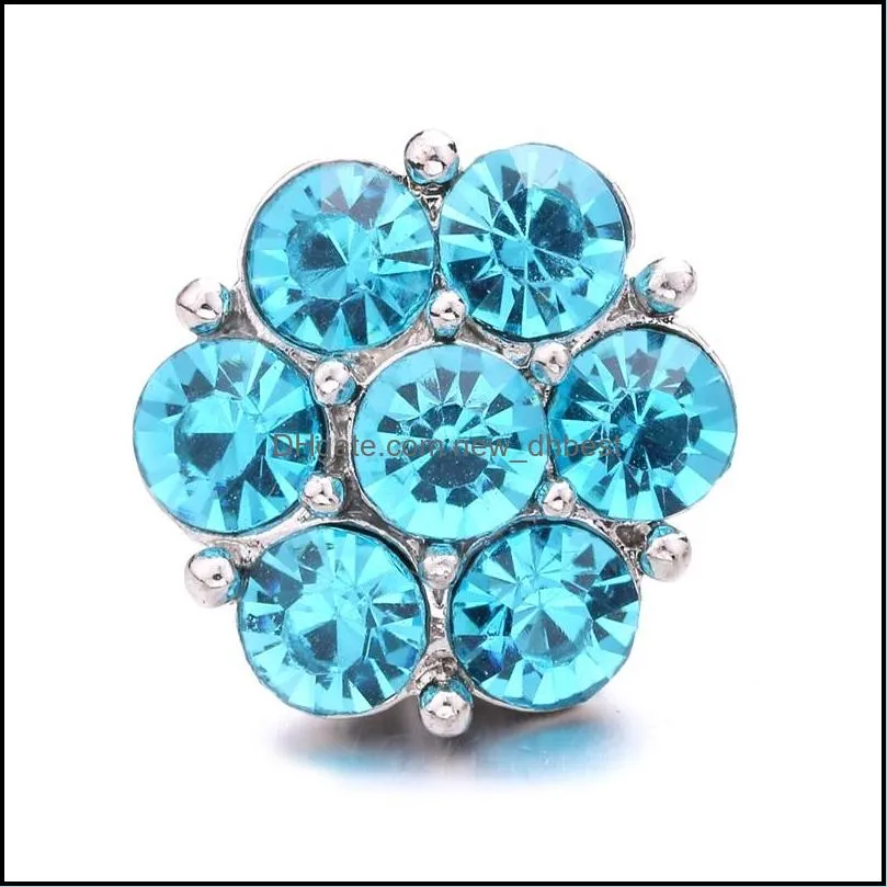 radiant colorful rhinestone chunk clasp 18mm snap button zircon flower charms bulk for snaps diy jewelry findings suppliers gift