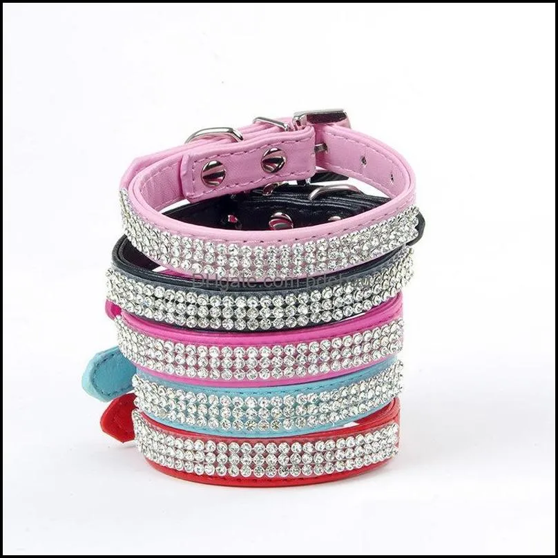 pu rhinestone collar scalable pet dog collars accessories fashion necklace popular hot selling with different color 9 1kl j1