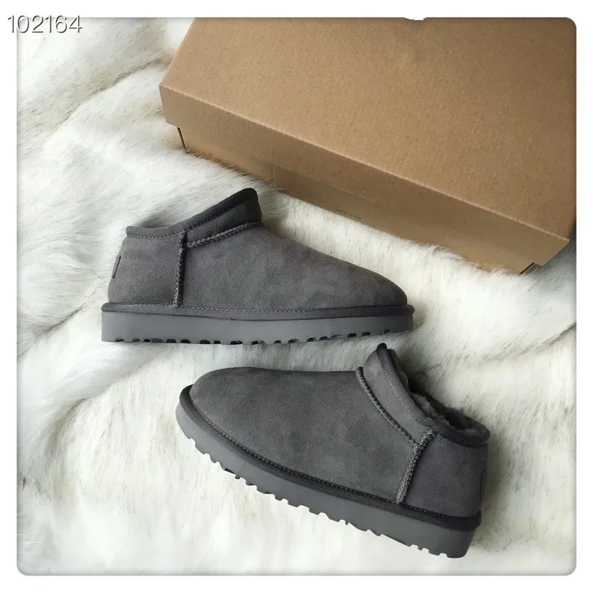 Classic Short Warm Boots Womens Mini Half Snow Boot USA Genuine Leather Winter Full fur Fluffy furry Satin Ankle Boots Booties slippers US4-12