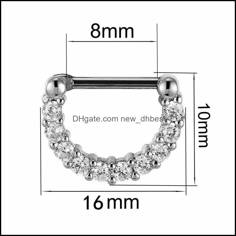 fashion nose ring piercing body jewelry diamond inlay puncture nasal nail stick drill 3 8kx t2