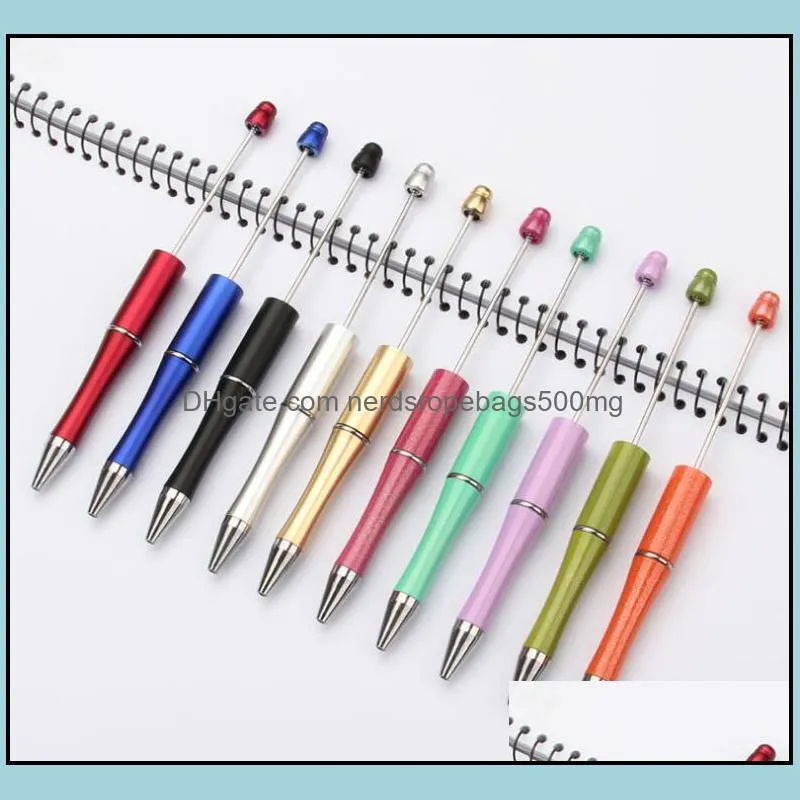 mix color add a beads ballpoint promotional kids play christmas gifts creative diy cheap plastic beadable pens bead ball pen gd164 161