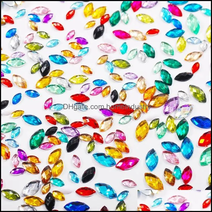 nail art decorations high quality 1000pcs mixed size horse eye shape acrylic crystal rhinestone diy design decorative accessories