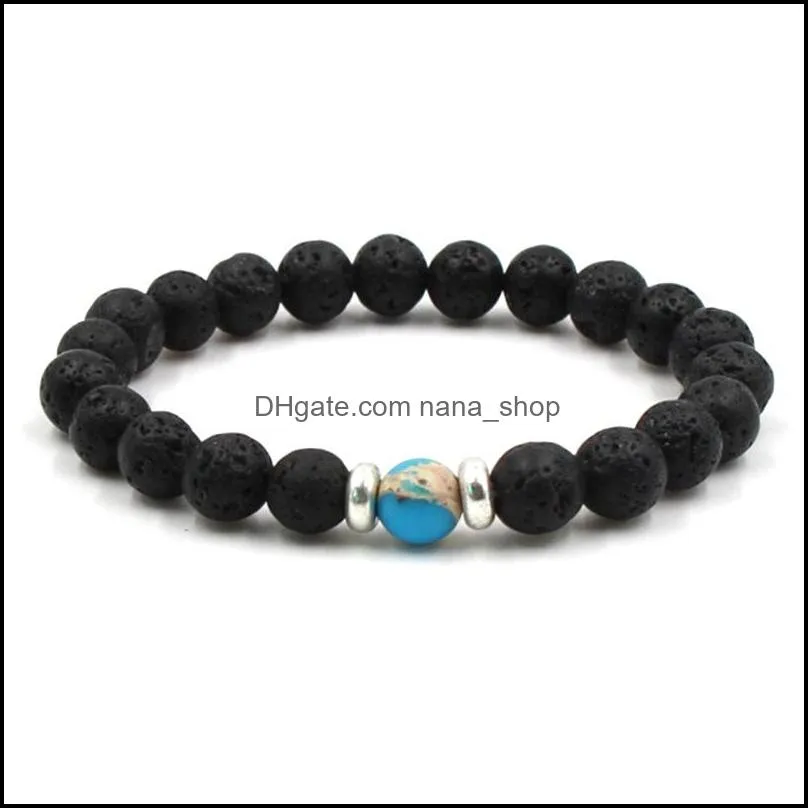 chakra strand bracelet black lava healing balance beads reiki buddha prayer essential oil diffuser bangle for women men