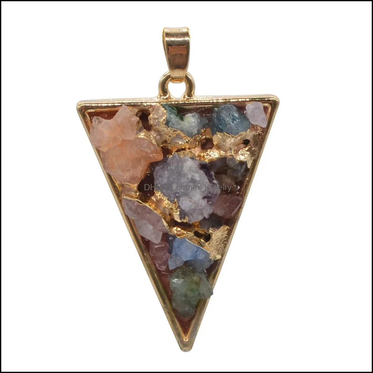 gemstone pendants natural druzy agate with light gold brass findings jewelry connectors for necklace pendant jewelrys making