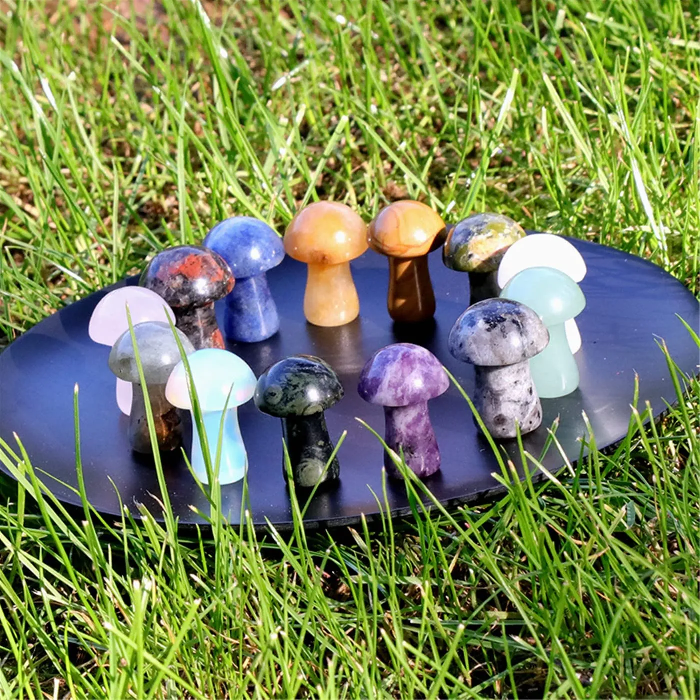 mushroom decor healing crystals stones sculpture quartz natural gemstone meditation balancing mini mushrooms crystal for hand making diy garden lawn home flower pot decoration