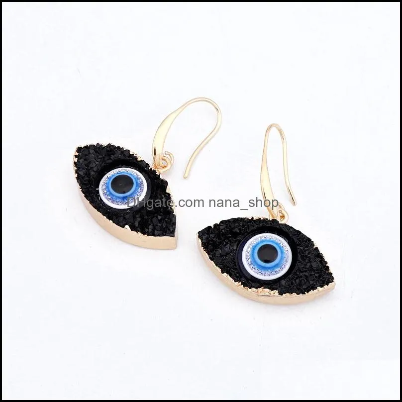 simple druzy drusy evil eye charms earrings resin handmade gold earings for women party birthday gift