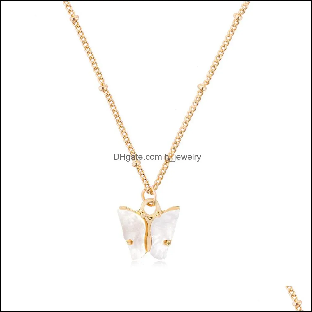 butterfly pendant necklace for women & girls acrylic with gold-plated jewelry