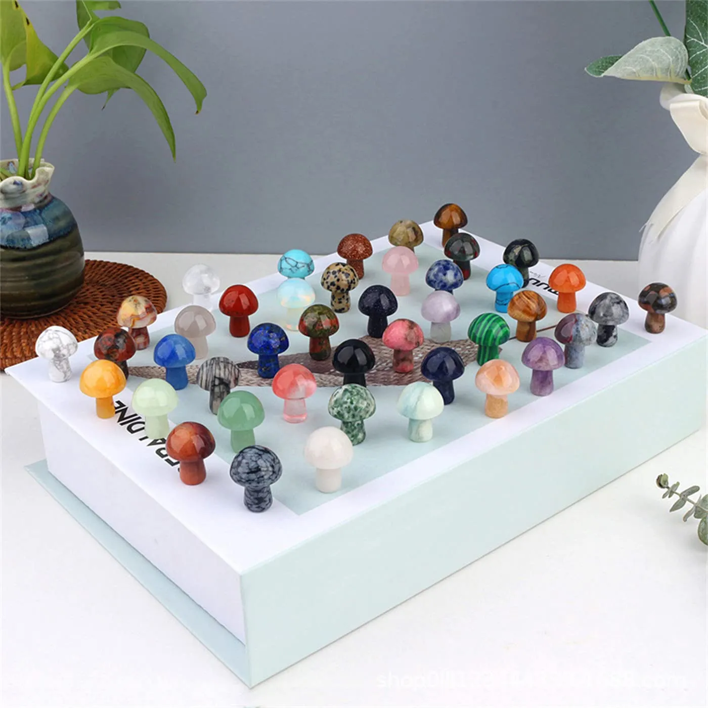 mushroom decor healing crystals stones sculpture quartz natural gemstone meditation balancing mini mushrooms crystal for hand making diy garden lawn home flower pot decoration