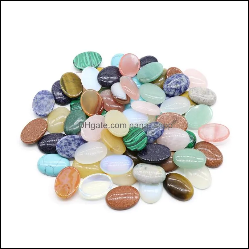 18*25mm flat back assorted loose stone oval cab cabochons beads for jewelry making healing crystal wholesale