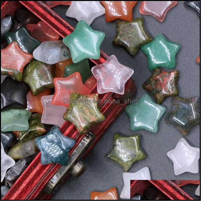 15mm pentagram display quartz stone beads star charms ornaments reiki healing natural pink crystal decoration wholesale