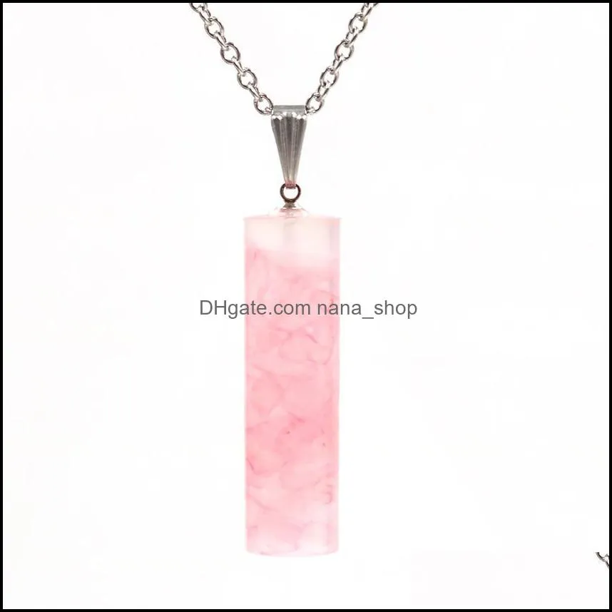 handmade raw quartz column pendant necklace for women men crystal point pendants jewelry