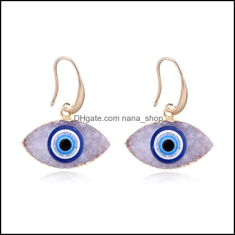 simple druzy drusy evil eye charms earrings resin handmade gold earings for women party birthday gift