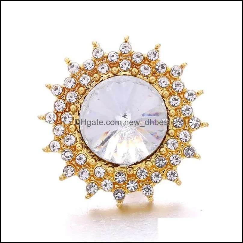 wholesale rhinestone sun shape 18mm snap button clasp metal charms for snaps jewelry findings suppliers