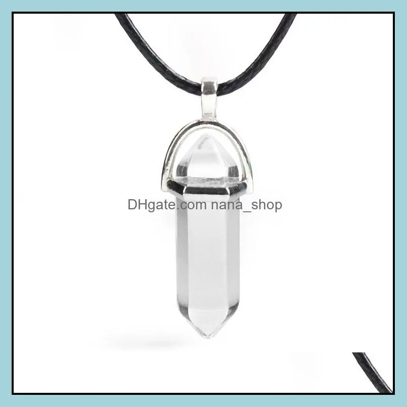 fashion transparent glass hexagon pillar point charm handmade pendant for jewelry pendants necklace making wholesale