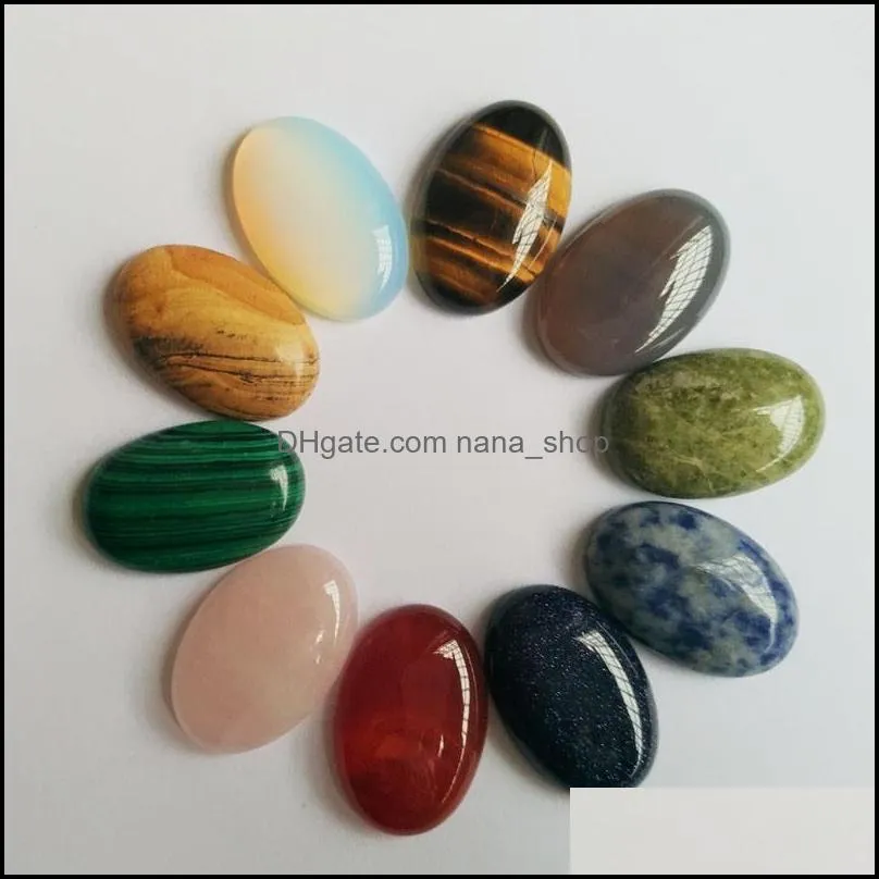 assorted natural stone oval flat base cab cabochon cystal loose beads for necklace earrings jewelry & clothes accessories making wholesale