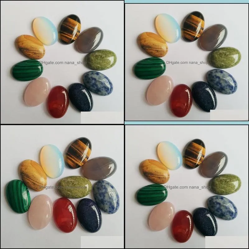 assorted natural stone oval flat base cab cabochon cystal loose beads for necklace earrings jewelry & clothes accessories making wholesale